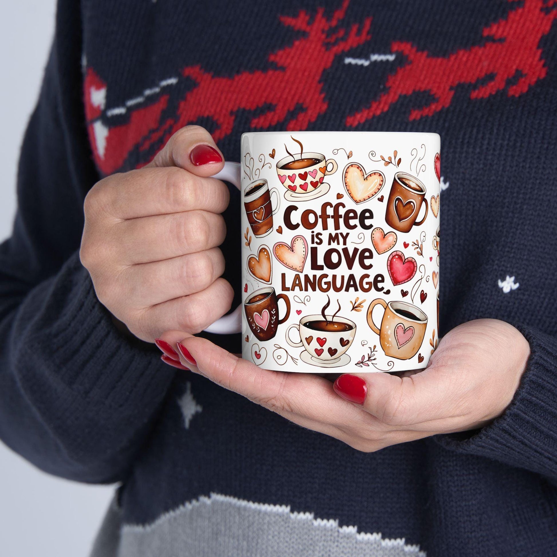 Adorable Ceramic Mug: Valentine's Gift for Coffee & Tea Lovers, Cute Design, Dishwasher Safe - Toddcraft