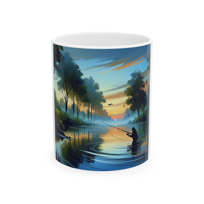Ceramic Fishing Coffee Mug - Outdoor Travel Cup for Fishermen & Nature Lovers, Adventure Camper Gift - Toddcraft