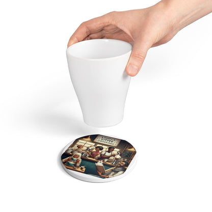 Cheerful Ceramic Coffee Coaster: Ideal Present for Caffeine Enthusiasts & Cafe Decoration - Toddcraft