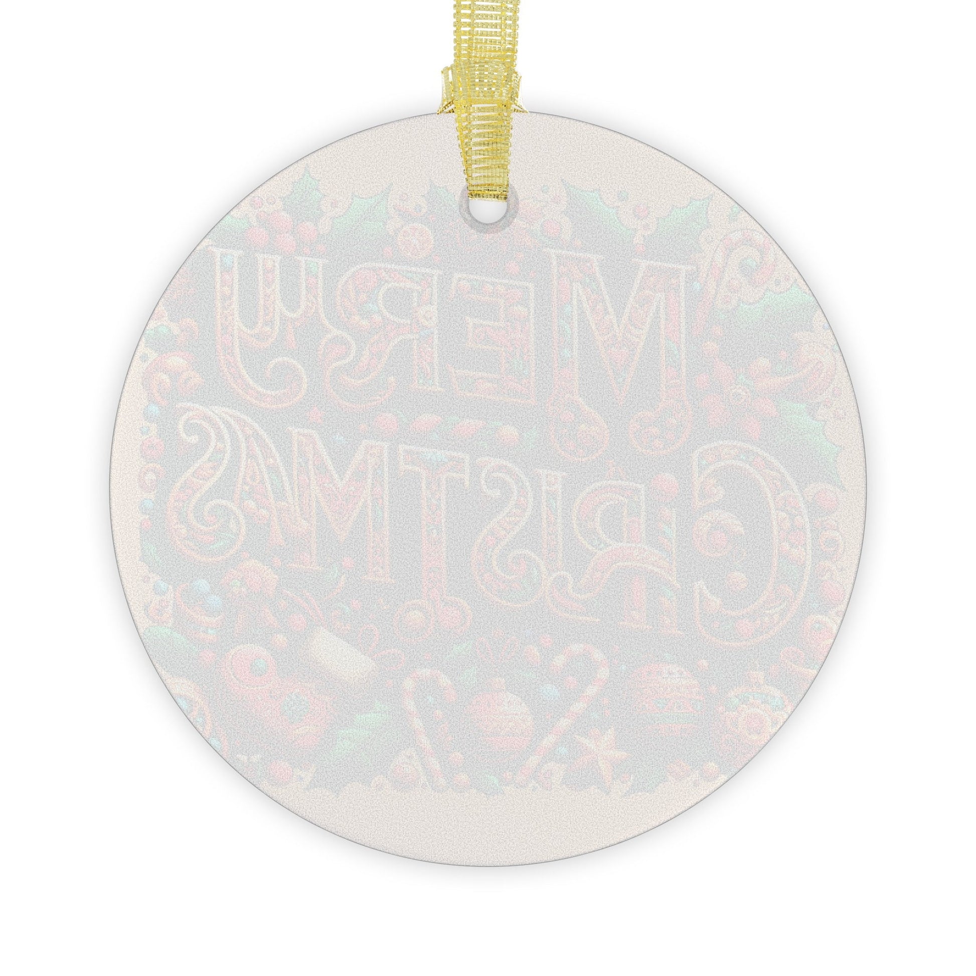 Festive Candy Cane Glass Holiday Ornament - Merry Christmas Round Decoration for Tree - Toddcraft