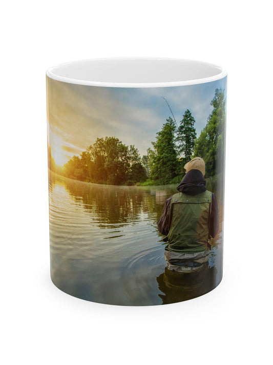 Fishing Coffee Mug Handcrafted Ceramic, Customizable 11oz  15oz Cup for Anglers & Outdoor Enthusiasts - Toddcraft