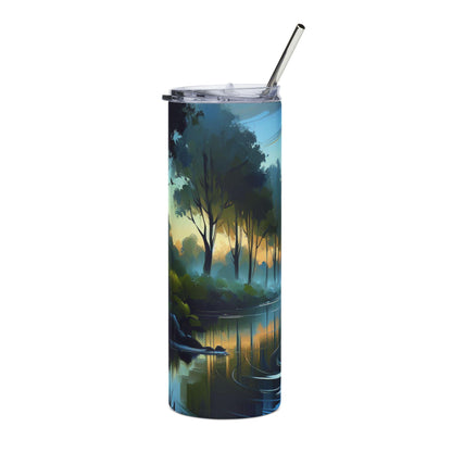 Fishing Lake Sunrise Stainless Steel Tumbler 20oz  Insulated Travel Mug for Outdoor Fishing Lovers, Vacuum Coffee Cup, Durable & Leak-Proof - Toddcraft