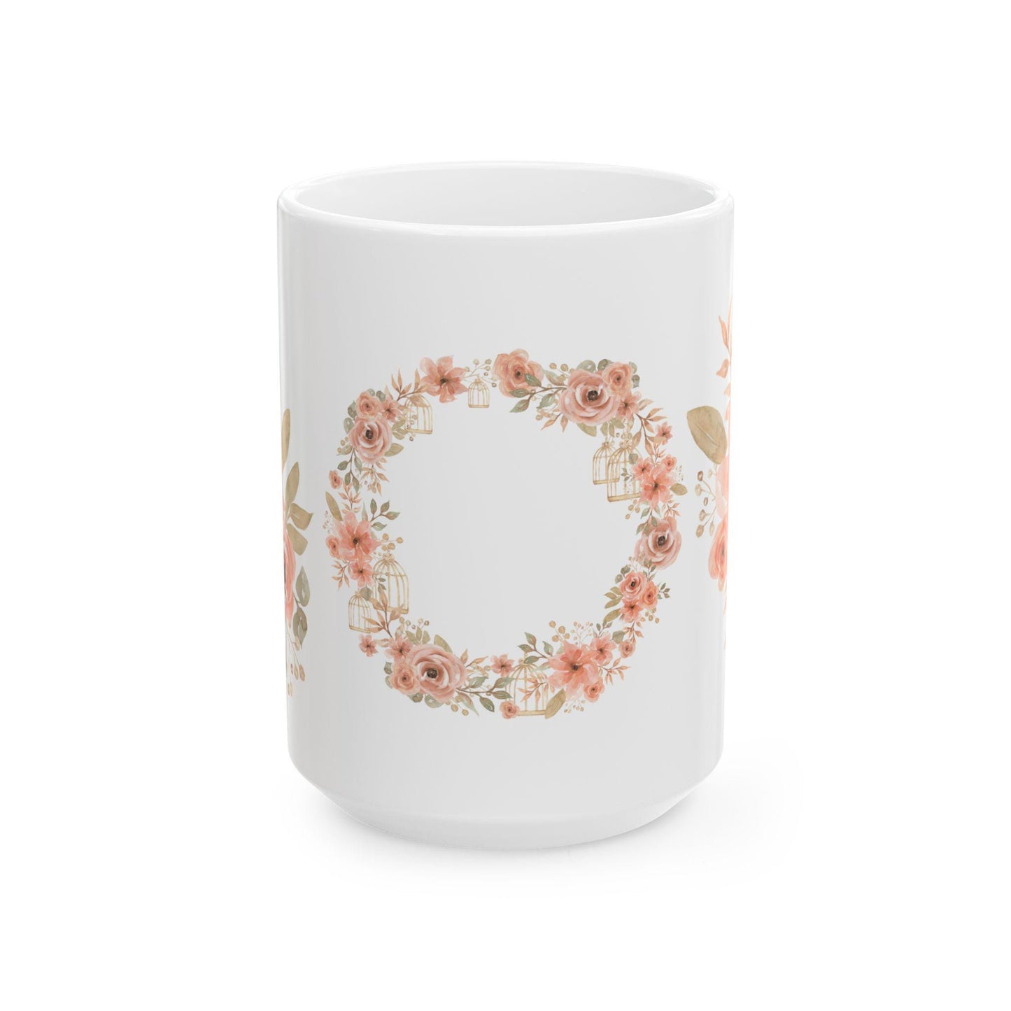 Floral Ceramic Mug Handcrafted Gift for Mom Tea Coffee Lovers Unique Elegant Mug for Special Events - Toddcraft