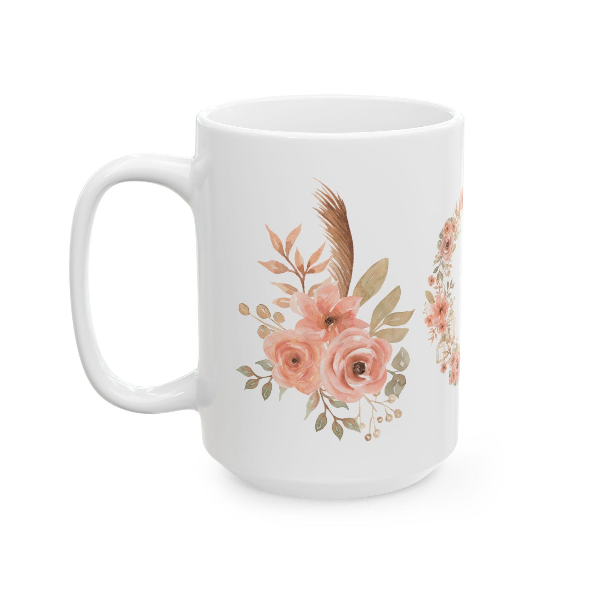 Floral Ceramic Mug Handcrafted Gift for Mom Tea Coffee Lovers Unique Elegant Mug for Special Events - Toddcraft