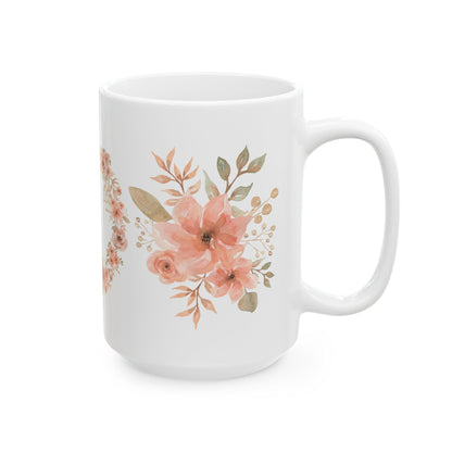 Floral Ceramic Mug Handcrafted Gift for Mom Tea Coffee Lovers Unique Elegant Mug for Special Events - Toddcraft