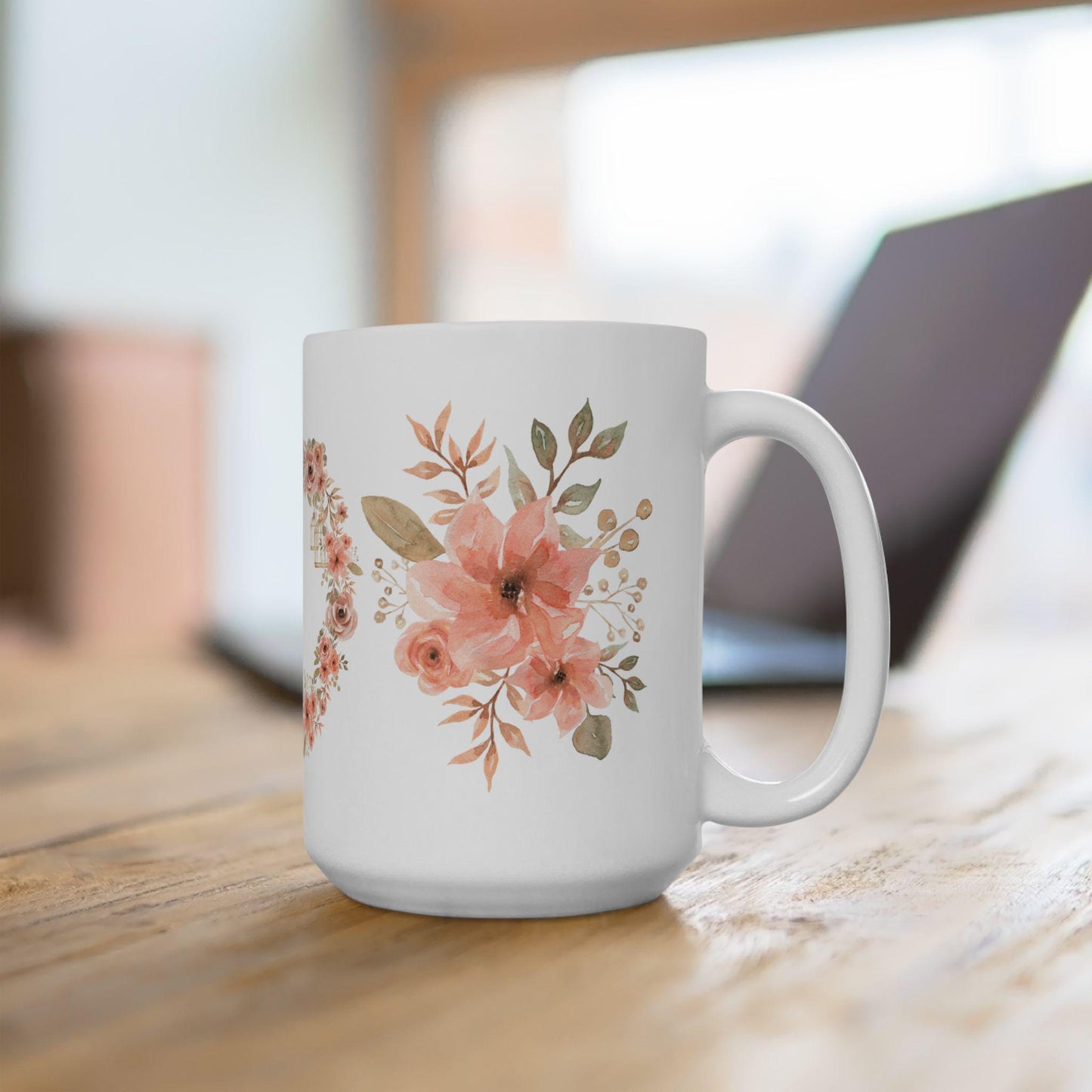 Floral Ceramic Mug Handcrafted Gift for Mom Tea Coffee Lovers Unique Elegant Mug for Special Events - Toddcraft