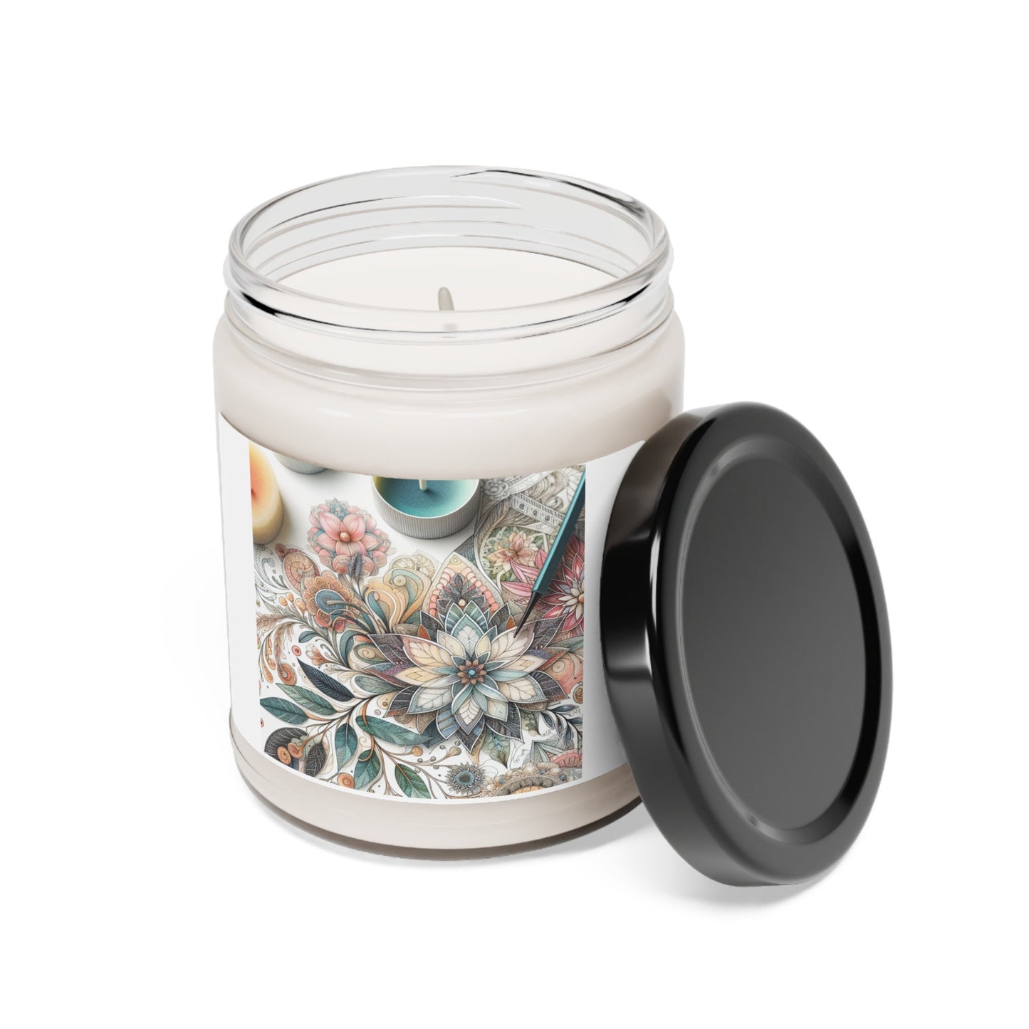 Fragrant 9oz Soy Candle with Floral Design - Aromatherapy Gift for Mom, Relaxation, Home Decor - Toddcraft