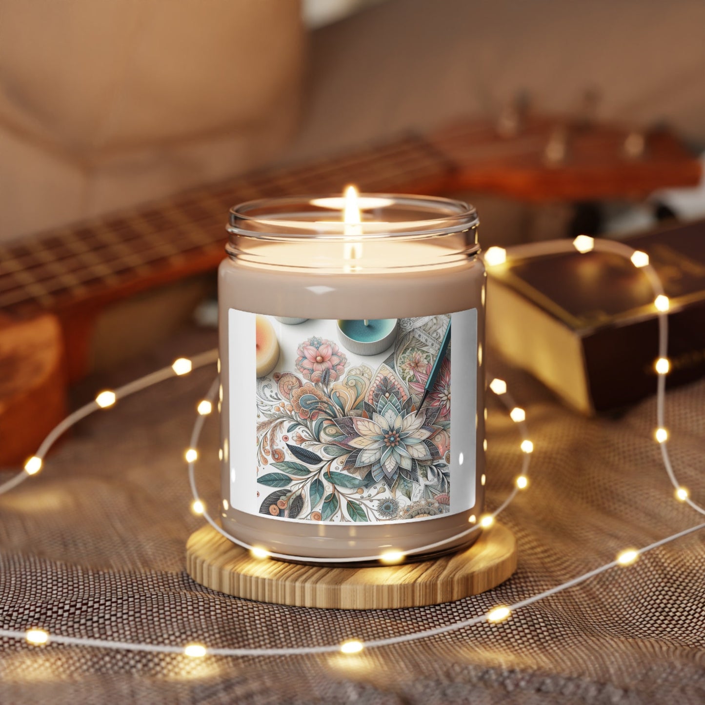 Fragrant 9oz Soy Candle with Floral Design - Aromatherapy Gift for Mom, Relaxation, Home Decor - Toddcraft