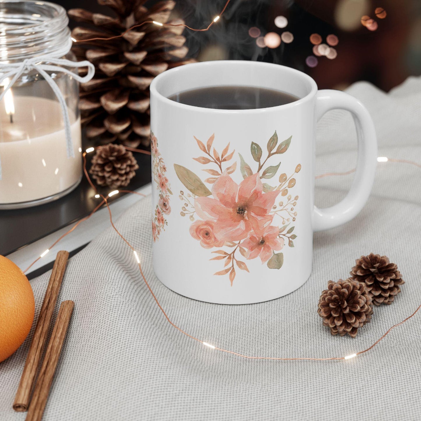 Handcrafted Floral Ceramic Mug: Rustic Charm for Daily Use, Coffee Lovers & Unique Gift Ideas - Toddcraft