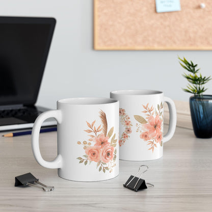 Handcrafted Floral Ceramic Mug: Rustic Charm for Daily Use, Coffee Lovers & Unique Gift Ideas - Toddcraft