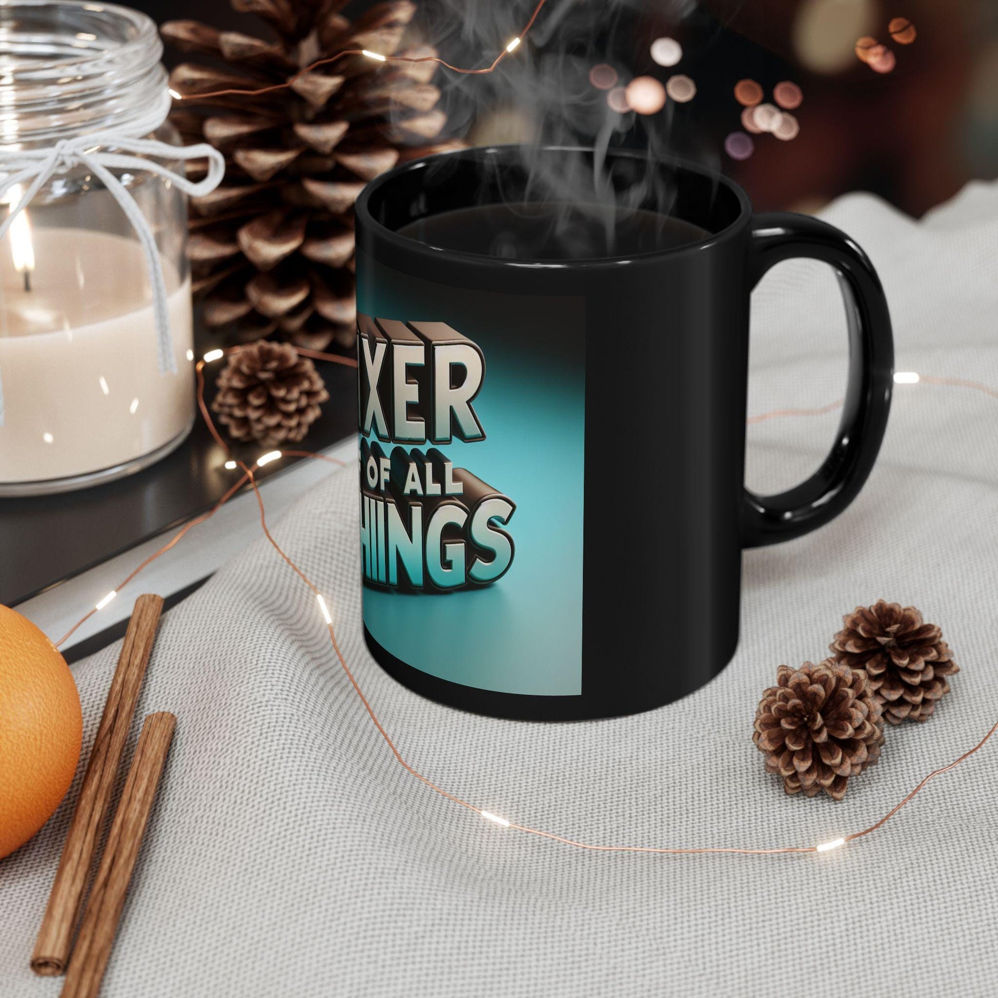Handyman's Essential: Fixer of All Things Black Coffee Mug - 11oz & 15oz Ceramic Cup - Toddcraft