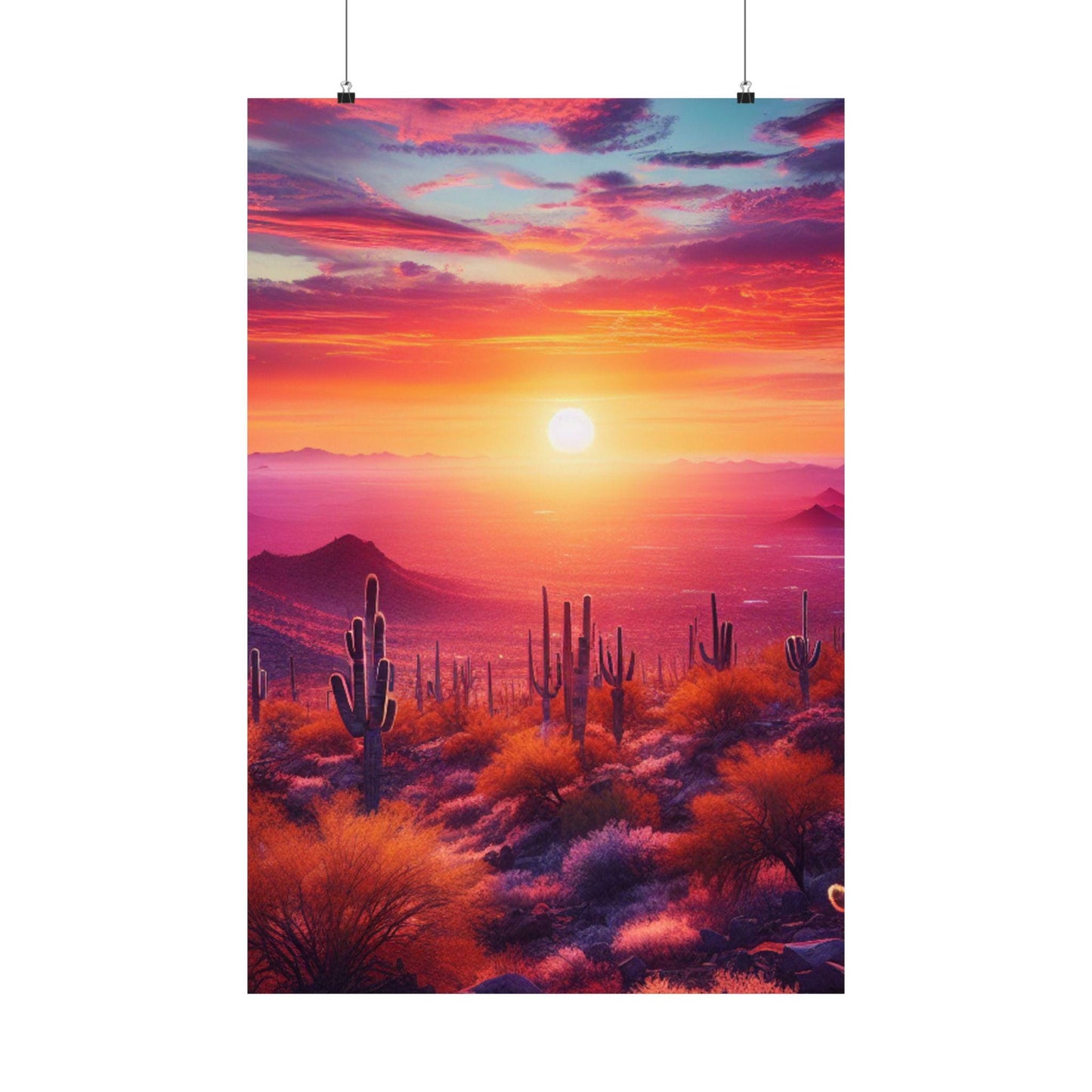 Matte Vertical Sunrise and Sunset Posters: Minimalist Desert Landscape Wall Art Prints - Toddcraft