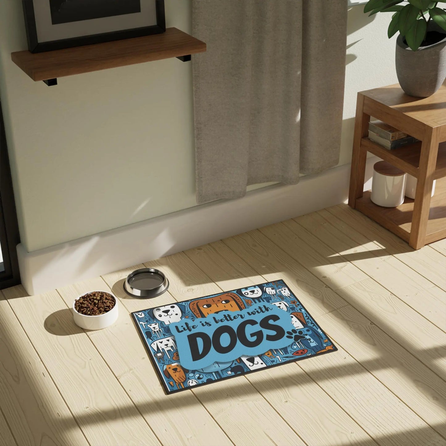 Pet Mat 18"x24"  "Life Is Better with Dogs" | Non-Slip Dog Feeding Mat | Cute Dog Placemat | Gift for Dog Lovers | Puppy Food Mat - Toddcraft