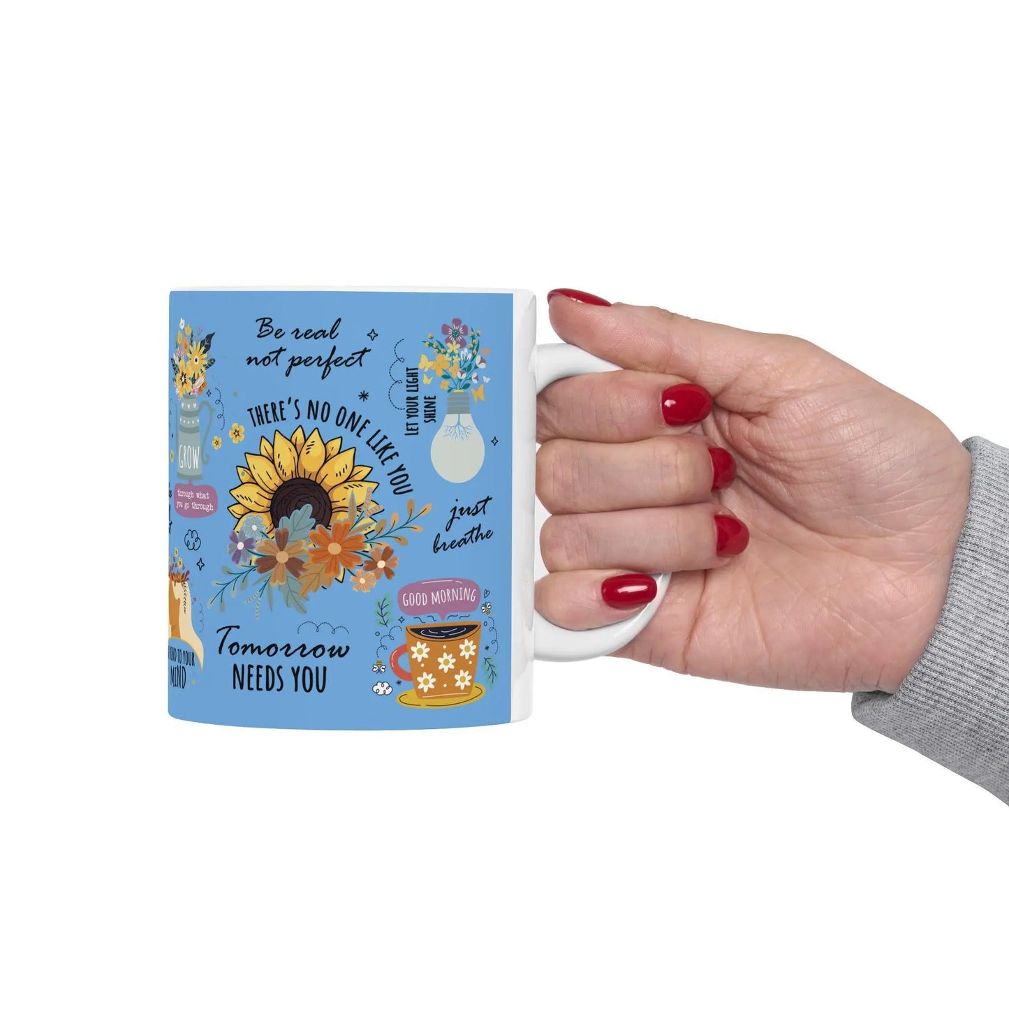Positive Sayings Ceramic Mug 11oz & 15oz - Mood Boosting Coffee Tea Cup Gift for Drinkers, Motivational Quote Cup, Happy Morning Beverage - Toddcraft
