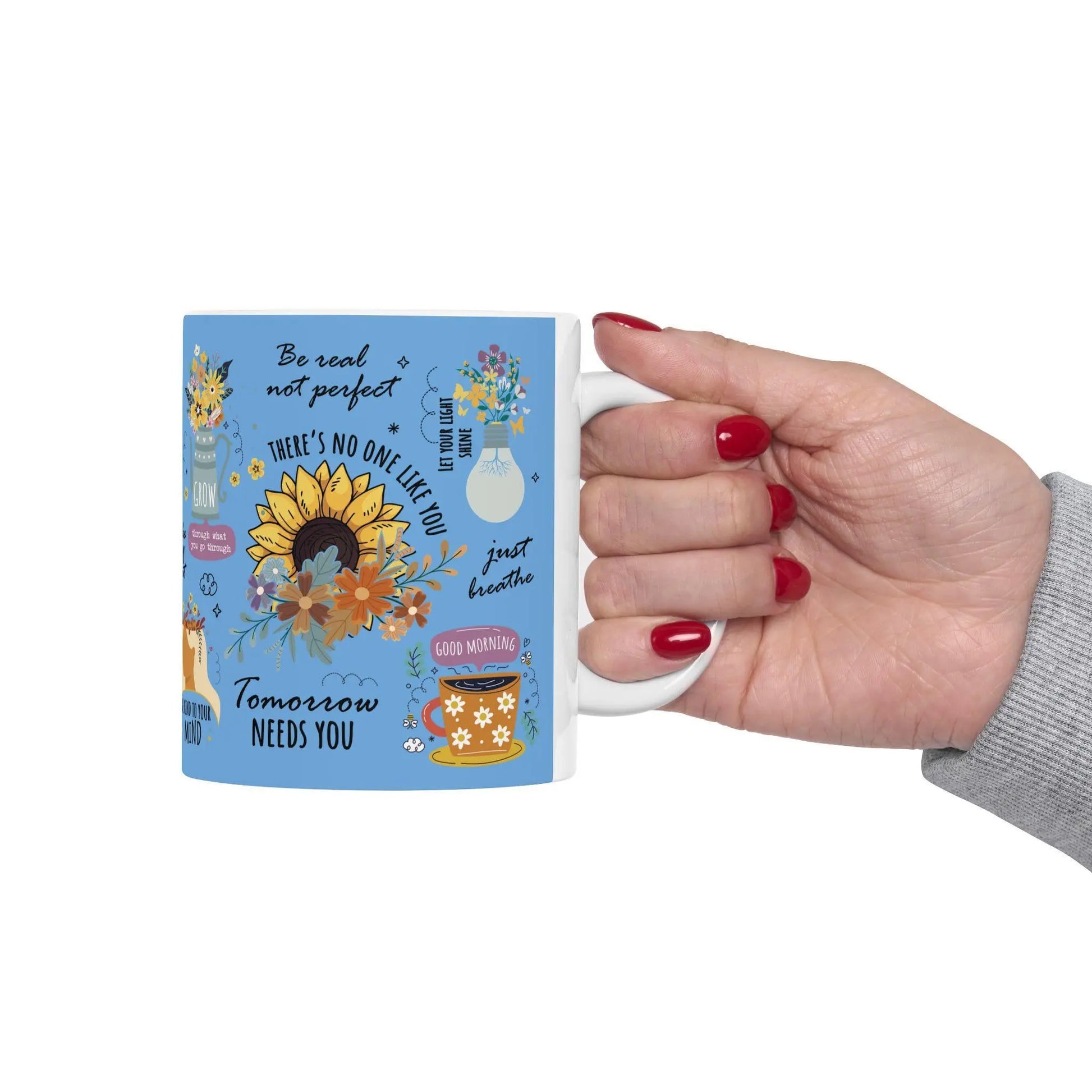 Positive Sayings Ceramic Mug 11oz & 15oz - Mood Boosting Coffee Tea Cup Gift for Drinkers, Motivational Quote Cup, Happy Morning Beverage - Toddcraft
