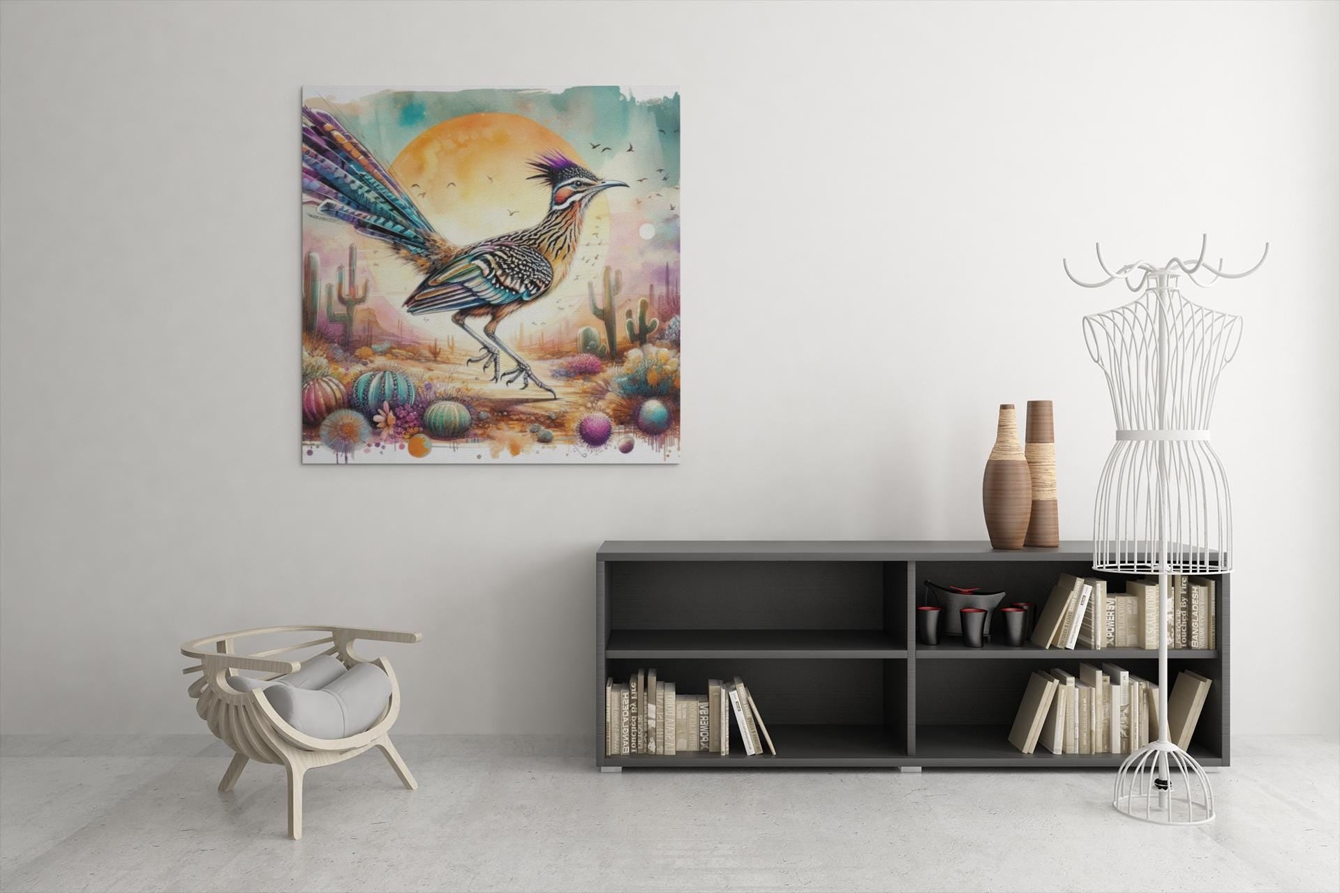 Roadrunner Wall Decal Arizona State Bird Watercolor Desert Cactus Art Gift for Nature & Outdoor Lovers - Toddcraft