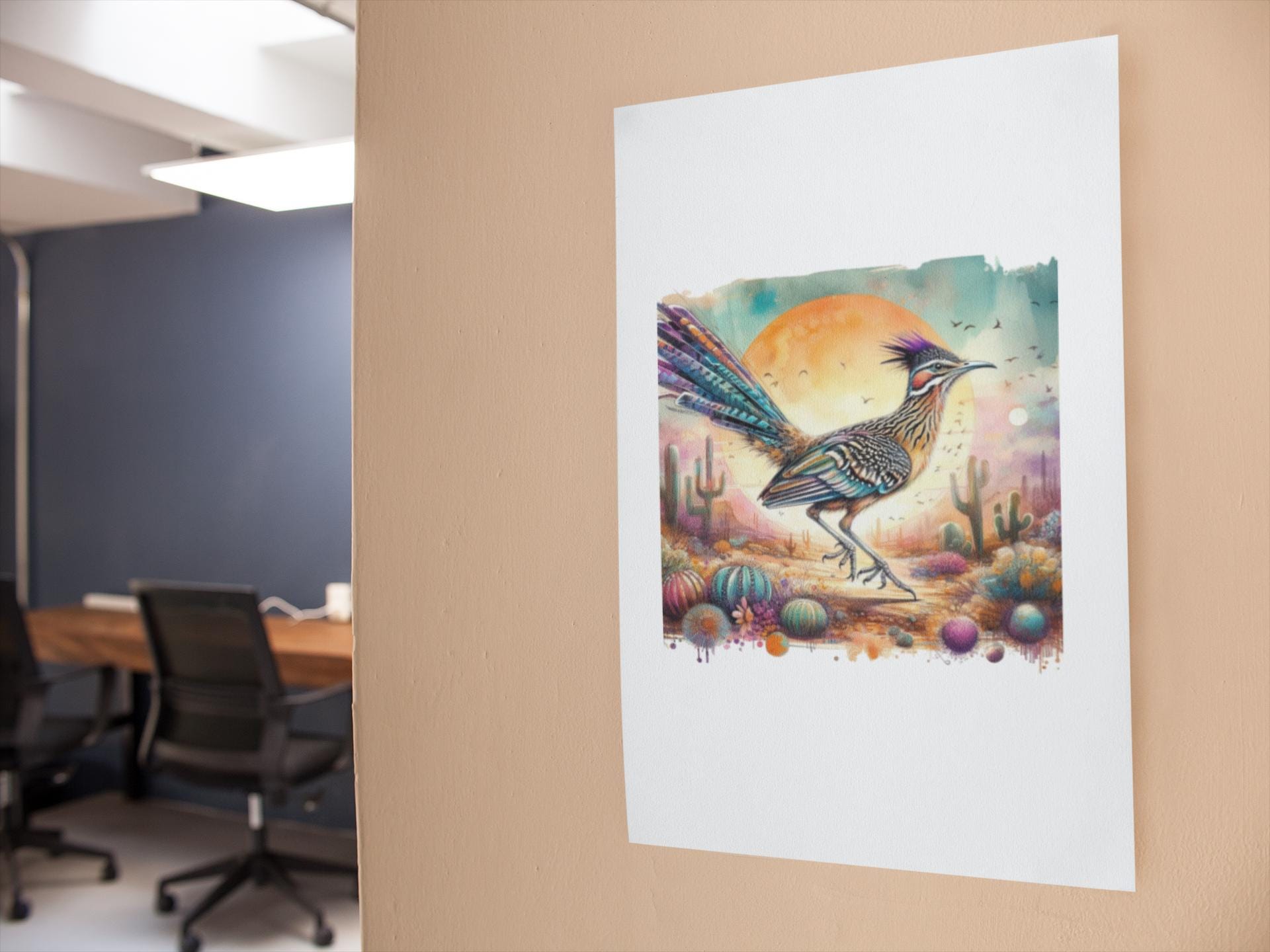 Roadrunner Wall Decals Desert Landscape for Office Home Dorm Rooms Arizona State Bird Beep Beep Decor - Toddcraft