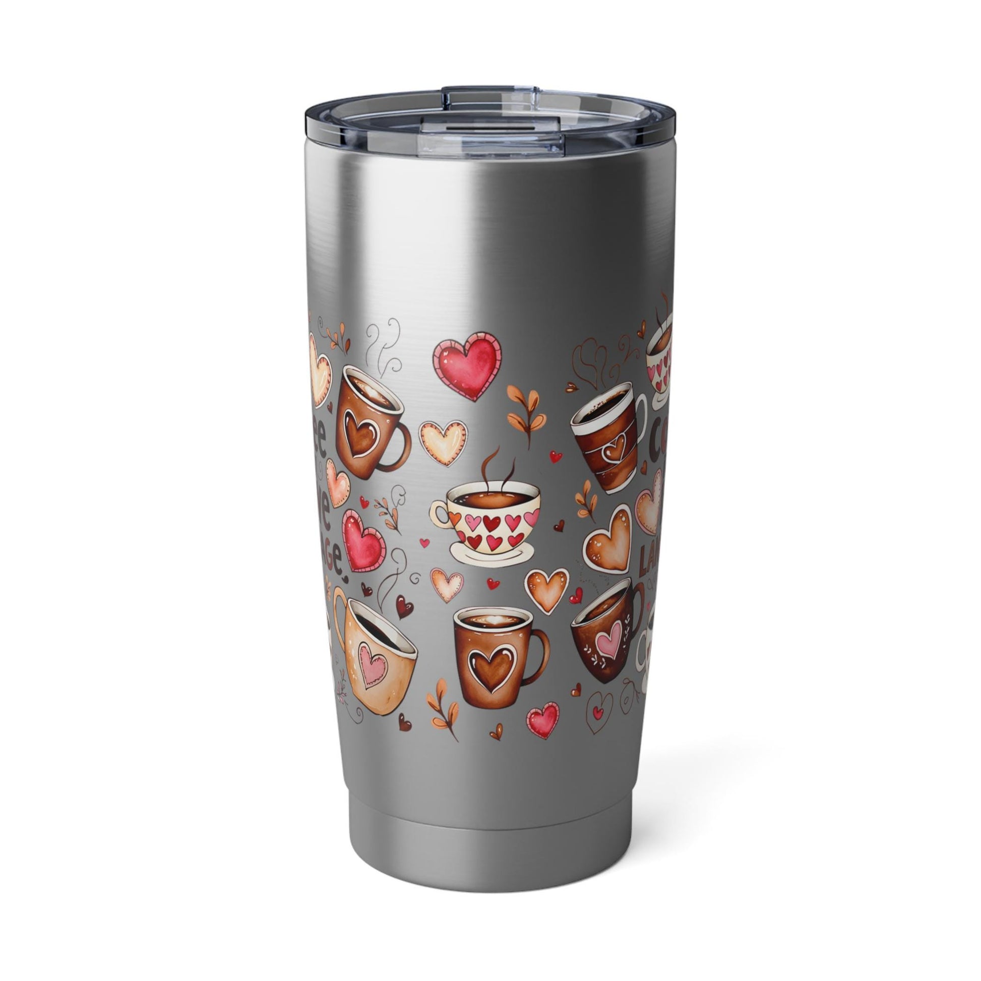 Romantic Vagabond Tumbler: Heart & Coffee Design, Valentine's Travel Mug, Stainless Steel Gift - Toddcraft