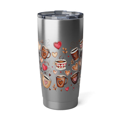 Romantic Vagabond Tumbler: Heart & Coffee Design, Valentine's Travel Mug, Stainless Steel Gift - Toddcraft