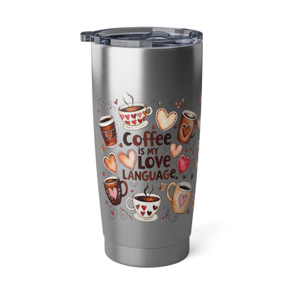 Romantic Vagabond Tumbler: Heart & Coffee Design, Valentine's Travel Mug, Stainless Steel Gift - Toddcraft