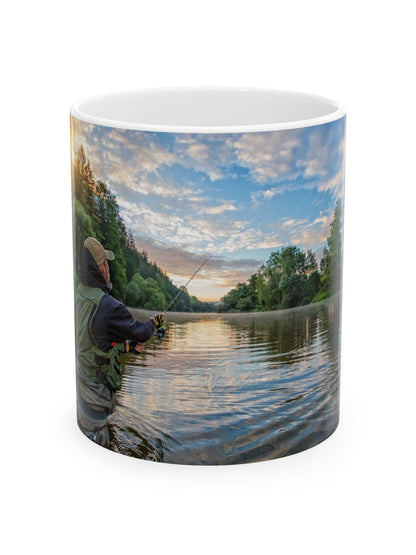 Rustic 'Man, I Love Fishing' Ceramic Coffee Mug - Lake & Wilderness Themed Gift for Outdoor Enthusiasts - Toddcraft