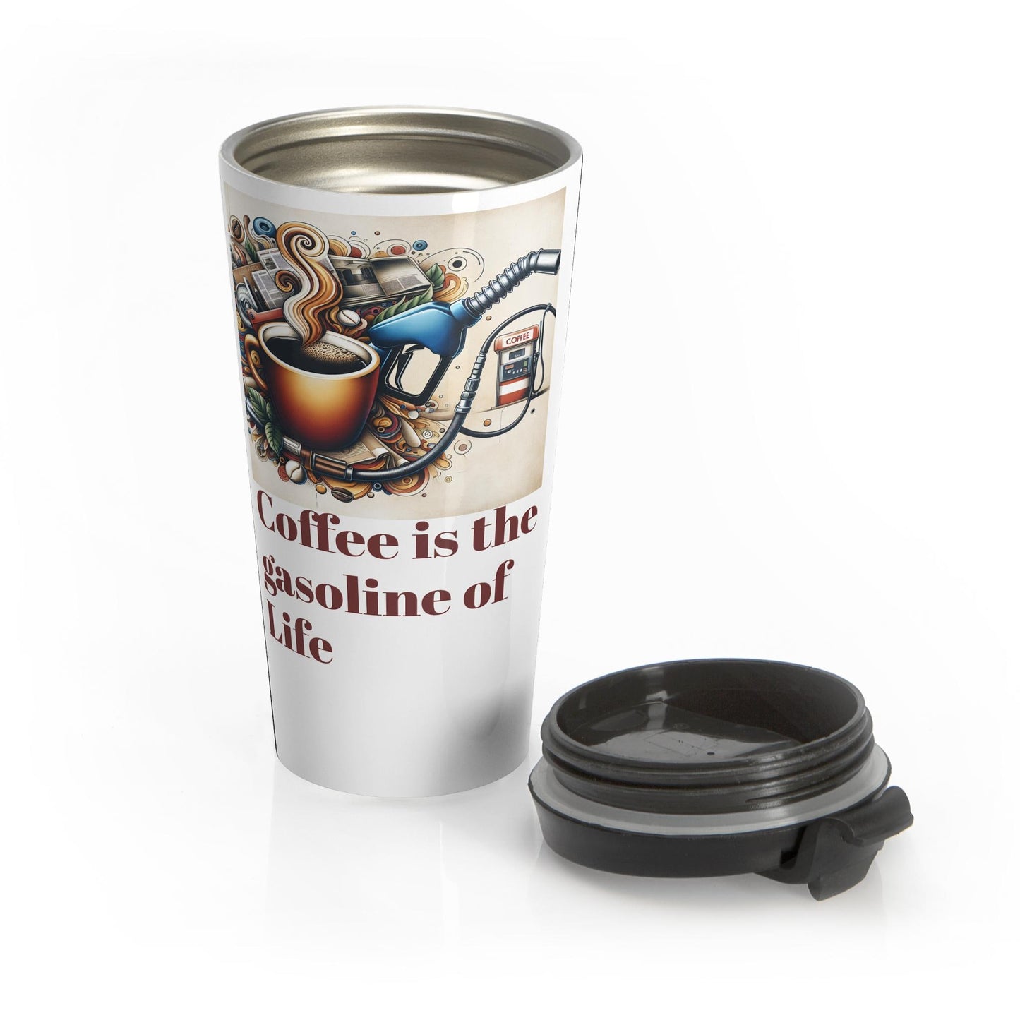 Stainless Steel Travel Mug Coffee Is The Gasoline of Life Cute Saying Gift for Coffee Lovers Fathers Day Mothers Day - Toddcraft