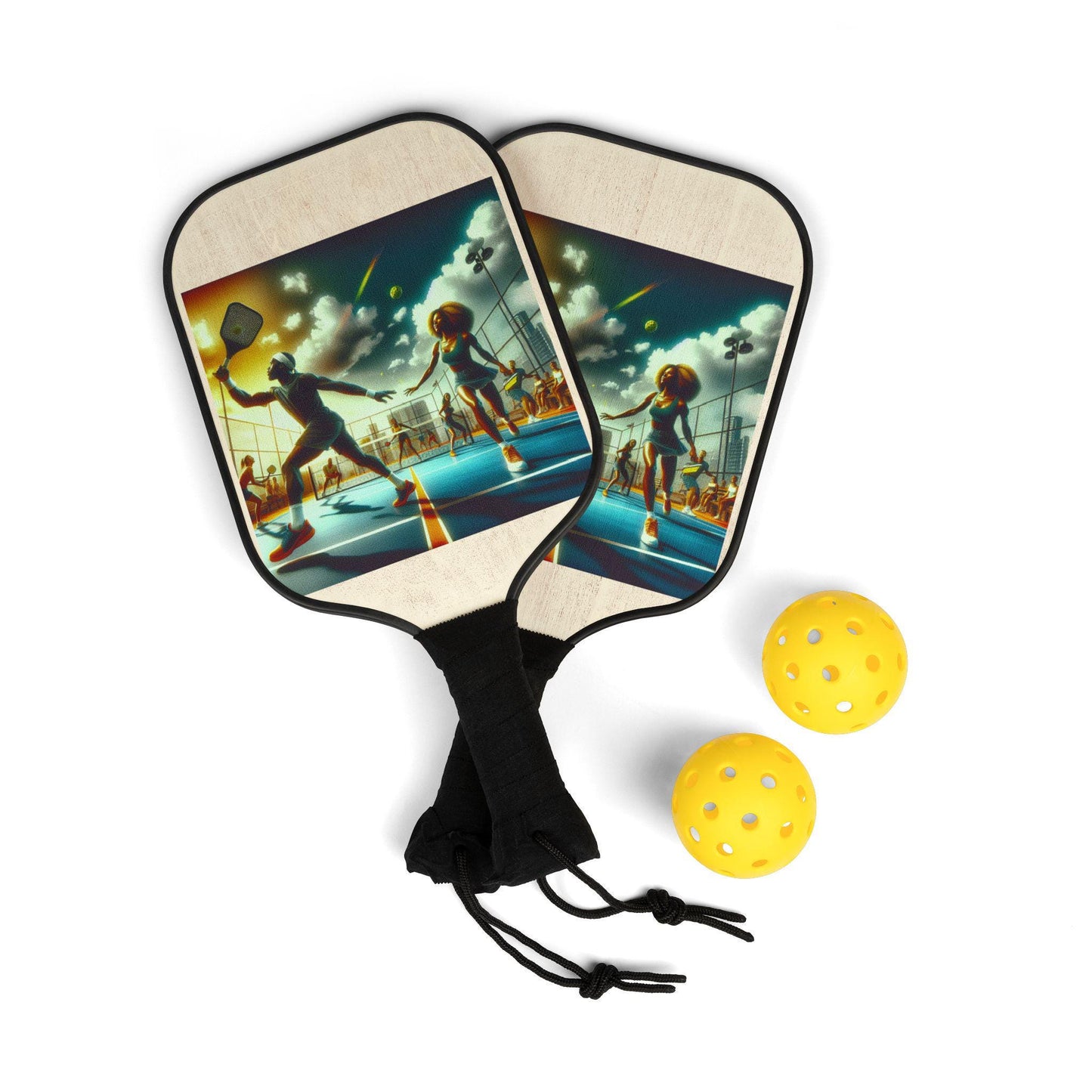 Stylish Retro 3D Pickleball Paddle Kit: Custom Crafted 2-Piece Set for Unique Sports Enthusiasts - Toddcraft