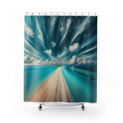Tropical Ocean Shower Curtain: Coastal Bathroom Decor for Beach Vibes and Seaside Ambiance - Toddcraft