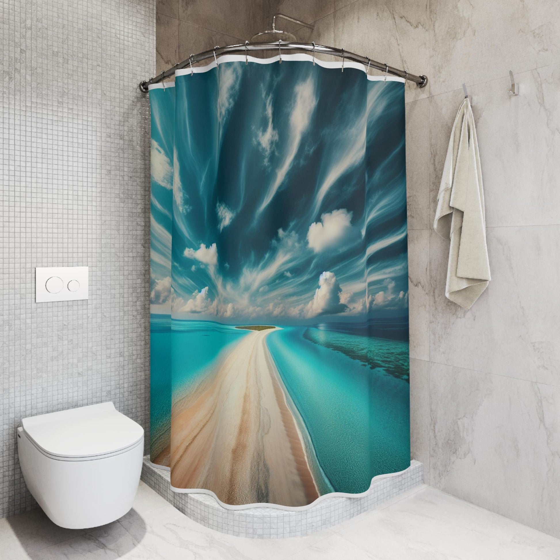 Tropical Ocean Shower Curtain: Coastal Bathroom Decor for Beach Vibes and Seaside Ambiance - Toddcraft