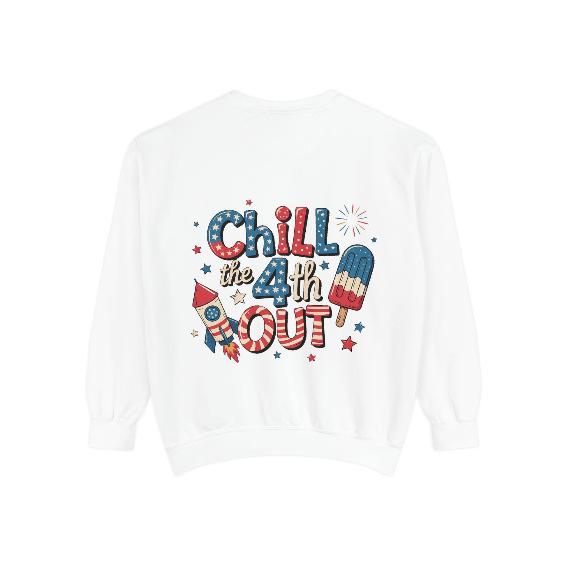 4th of July Unisex Garment-Dyed Sweatshirt  Patriotic Independence Day Shirt for Men, Fireworks & Hotdogs Celebration Cozy Top - Toddcraft