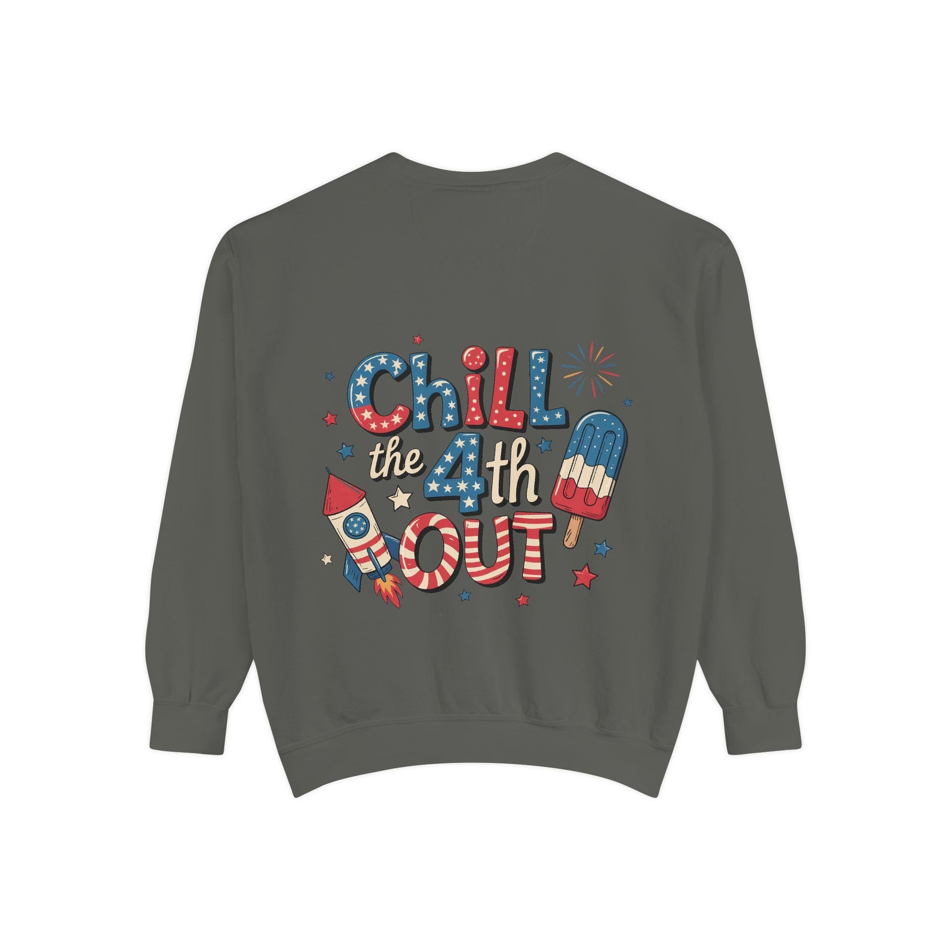 4th of July Unisex Garment-Dyed Sweatshirt  Patriotic Independence Day Shirt for Men, Fireworks & Hotdogs Celebration Cozy Top - Toddcraft