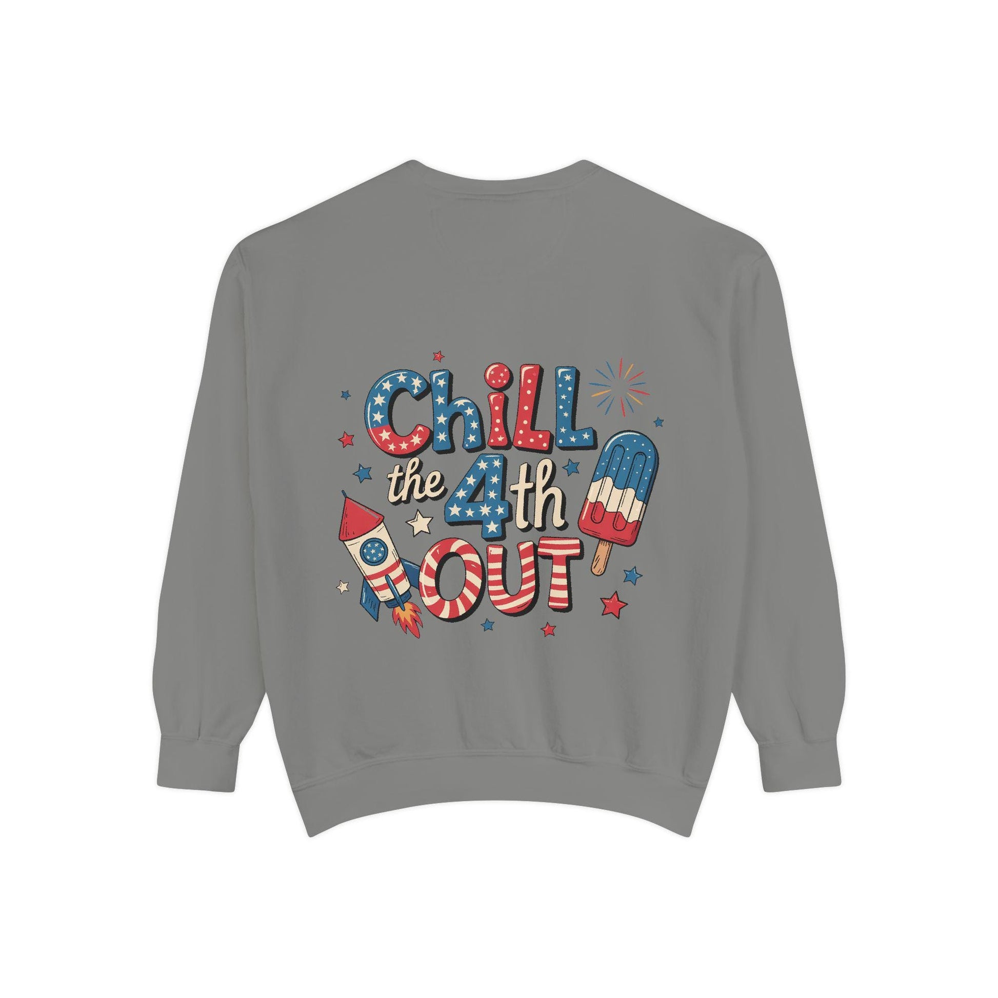 4th of July Unisex Garment-Dyed Sweatshirt  Patriotic Independence Day Shirt for Men, Fireworks & Hotdogs Celebration Cozy Top - Toddcraft