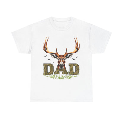 Deer Antlers T-Shirt for Dad Fathers Day Gift Hunters Tee Nature Lover Outdoorsman Gift for Grandpa Stepdad Heavy Cotton Unisex - Toddcraft