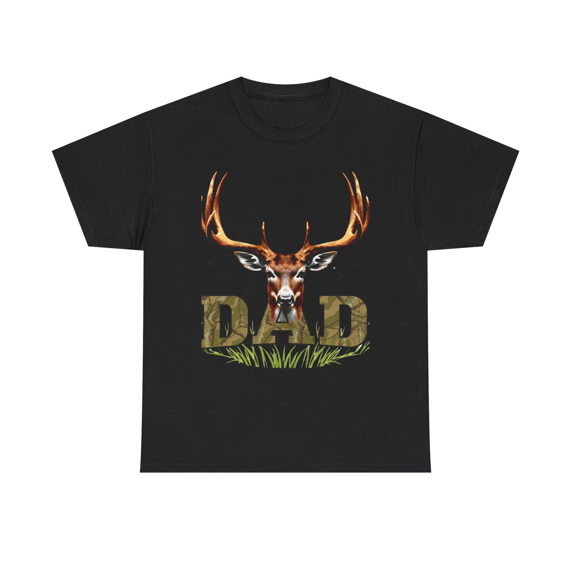 Deer Antlers T-Shirt for Dad Fathers Day Gift Hunters Tee Nature Lover Outdoorsman Gift for Grandpa Stepdad Heavy Cotton Unisex - Toddcraft