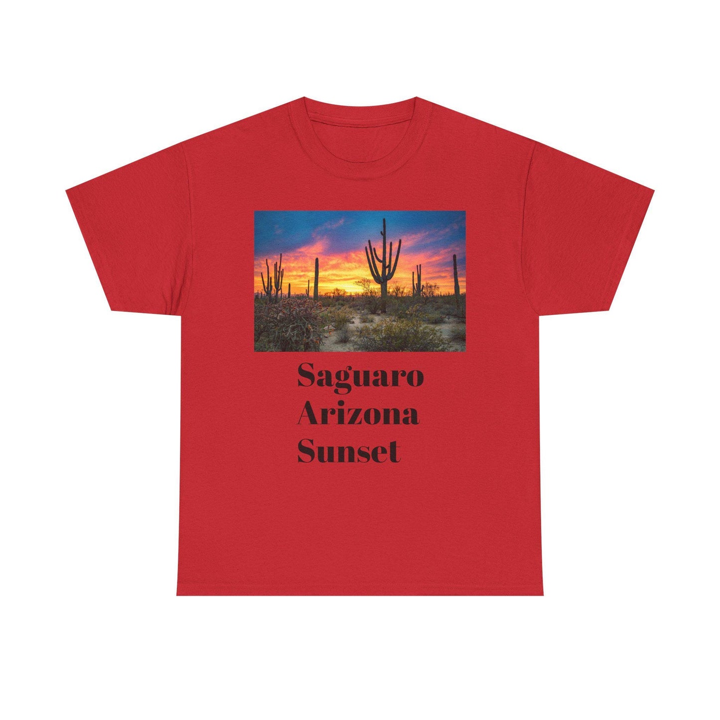 Saguaro Arizona Desert T-Shirt Unisex Heavy Cotton Tee Cactus Graphic Top Casual Wear - Toddcraft