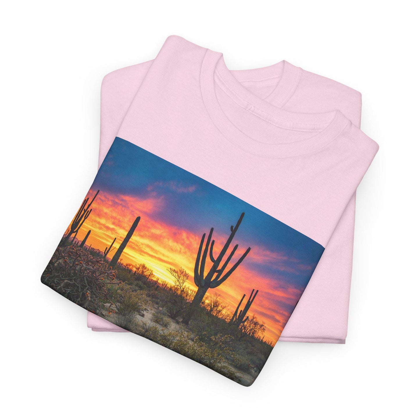 Saguaro Arizona Desert T-Shirt Unisex Heavy Cotton Tee Cactus Graphic Top Casual Wear - Toddcraft