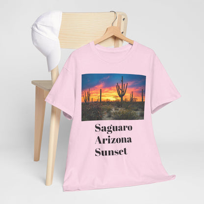 Saguaro Arizona Desert T-Shirt Unisex Heavy Cotton Tee Cactus Graphic Top Casual Wear - Toddcraft