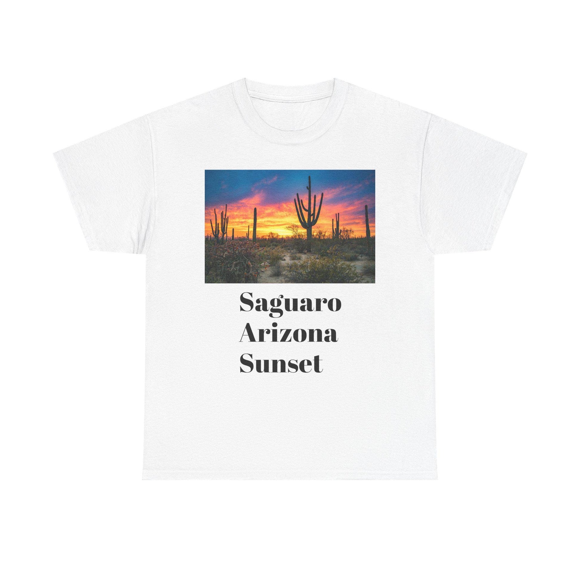 Saguaro Arizona Desert Tee Unisex Heavy Cotton Shirt Sunset Desert Landscape Graphic Top - Toddcraft