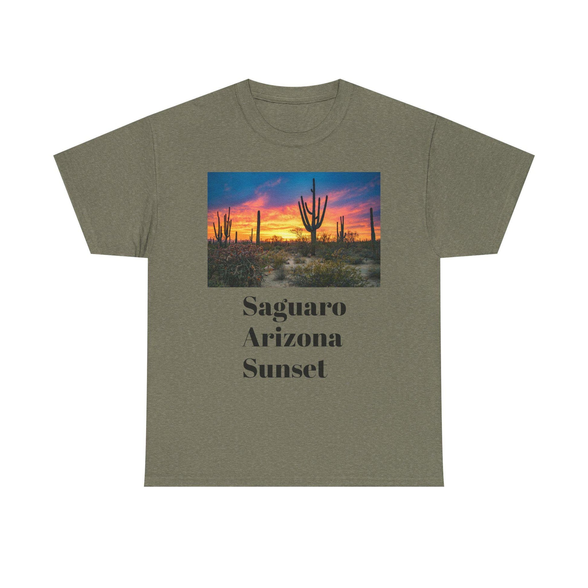 Saguaro Arizona Desert Tee Unisex Heavy Cotton Shirt Sunset Desert Landscape Graphic Top - Toddcraft