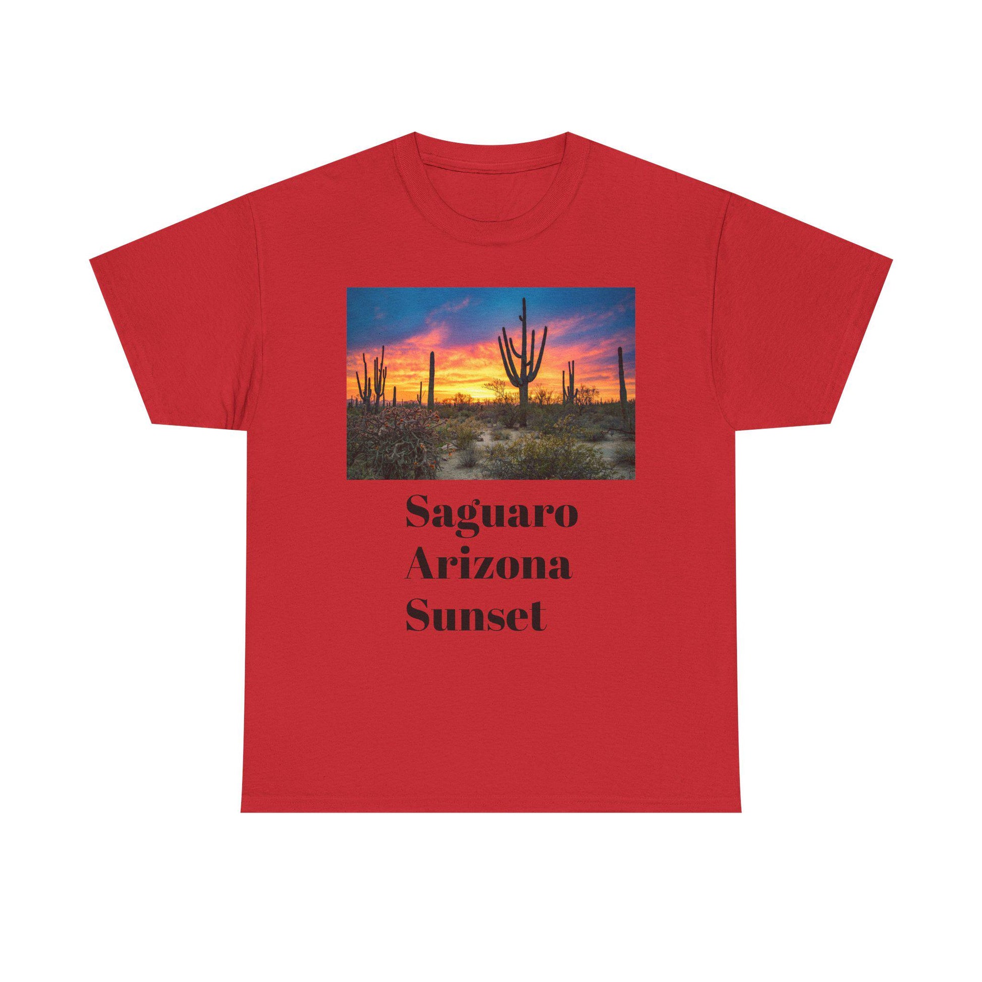 Saguaro Arizona Desert Tee Unisex Heavy Cotton Shirt Sunset Desert Landscape Graphic Top - Toddcraft