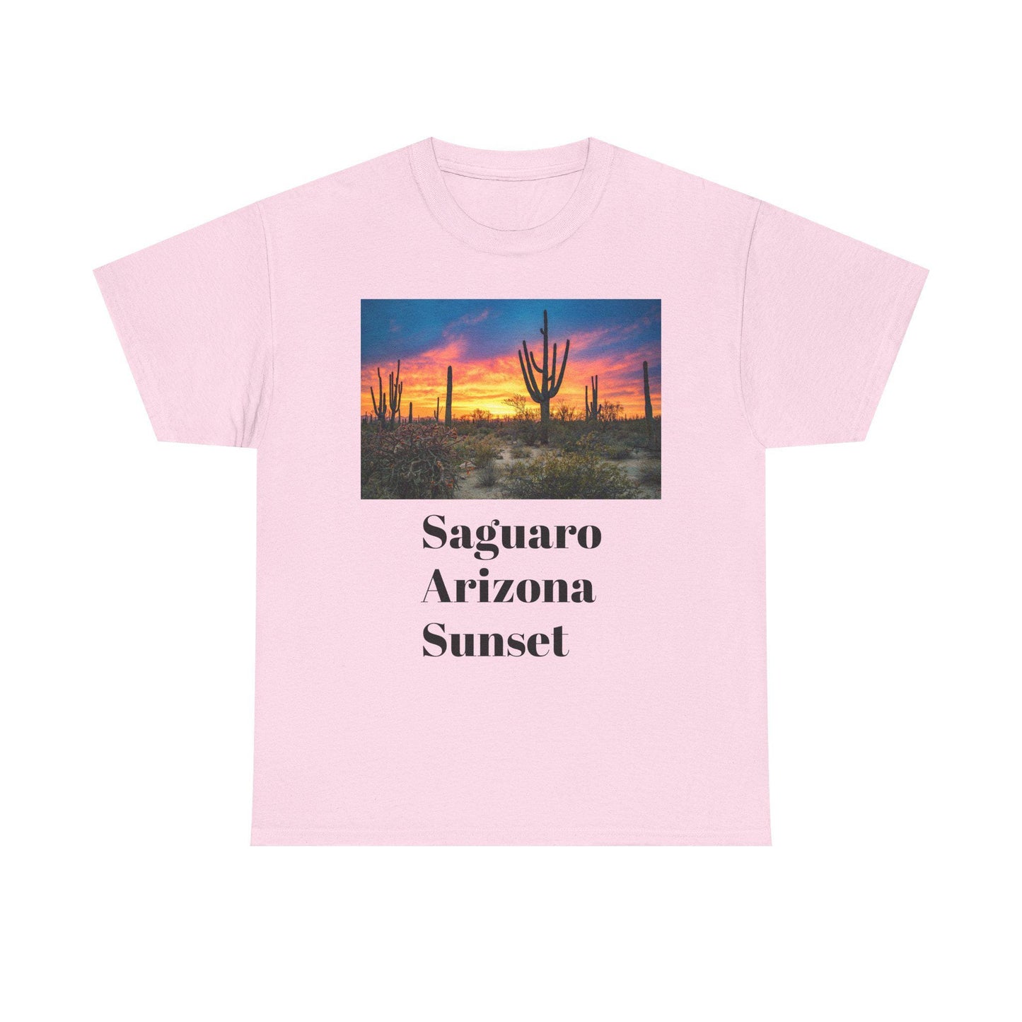 Saguaro Arizona Desert Tee Unisex Heavy Cotton Shirt with Desert Sunset Hues & Landscape Dreaming Design - Toddcraft
