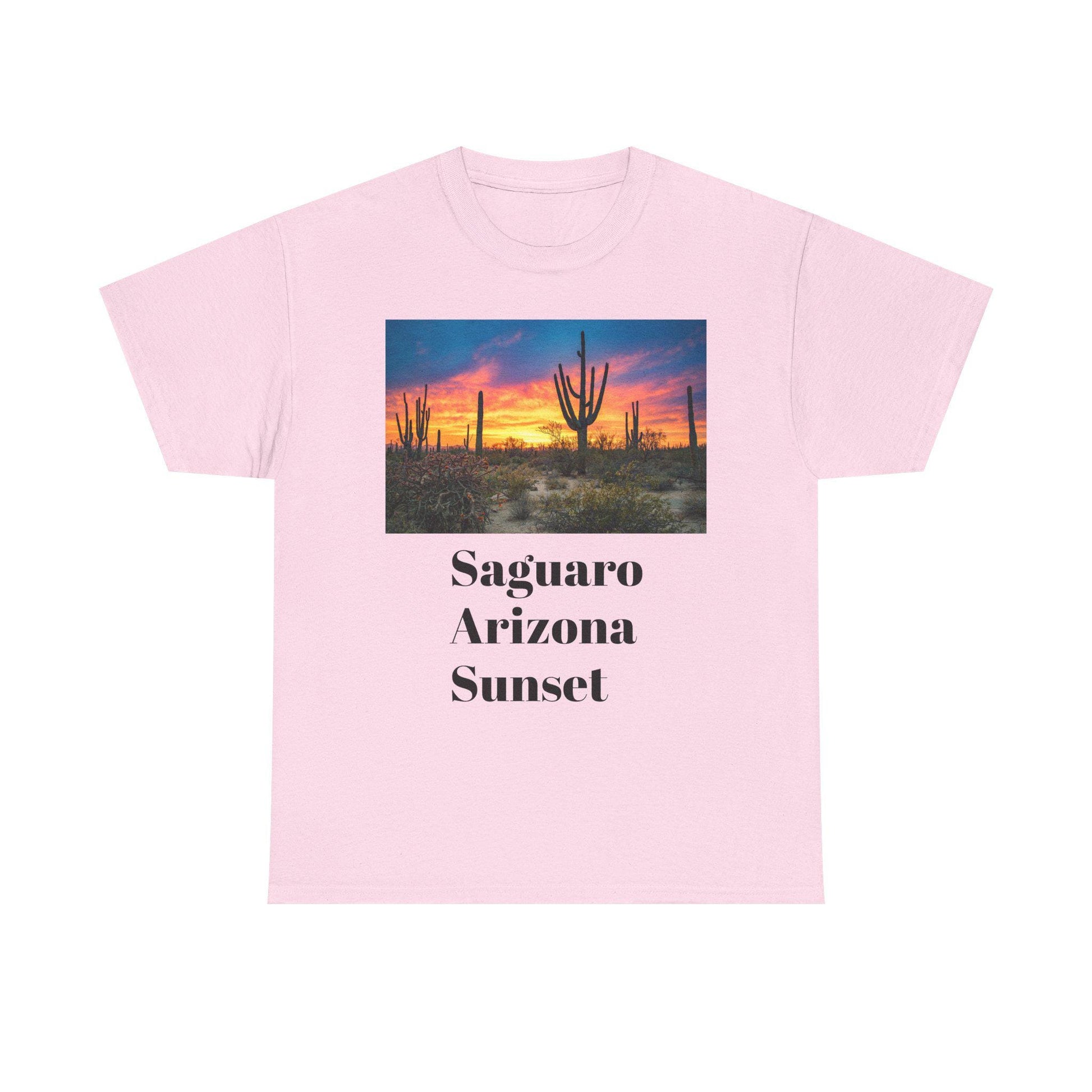Saguaro Arizona Desert Tee Unisex Heavy Cotton Shirt with Desert Sunset Hues & Landscape Dreaming Design - Toddcraft