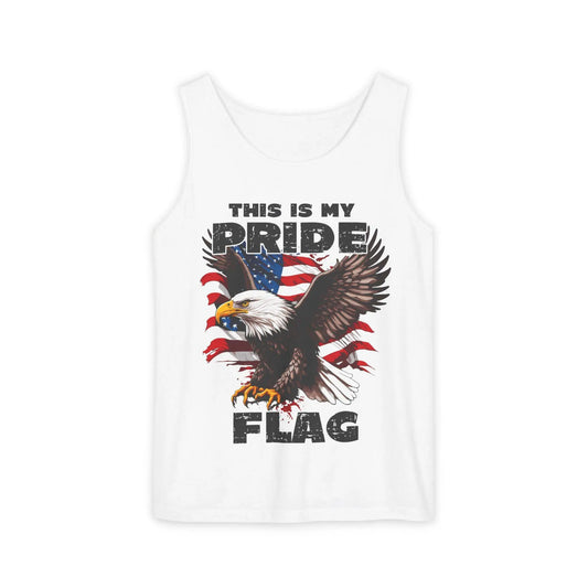 Patriotic 4th of July Tank Top, USA Flag SVG, Independence Day Red White Blue Shirt, Stars Stripes American Falcon Unisex Garment-Dyed Tee - Toddcraft
