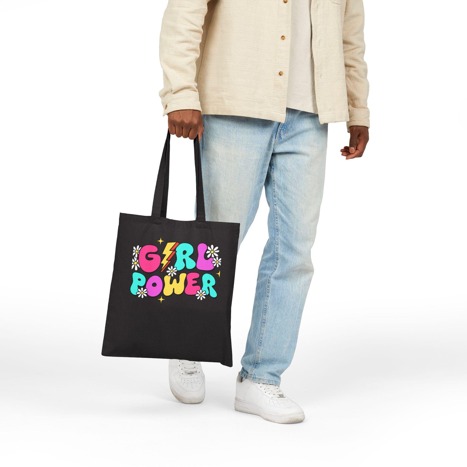 Girls Power Cotton Canvas Tote Bag, Reusable Eco-Friendly Shopping Bag, Feminist Gift, Durable Beach & Market Tote for Women  Teens - Toddcraft