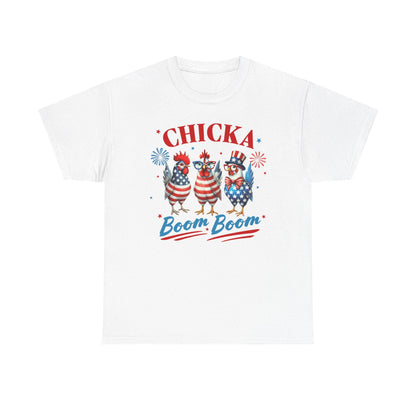 4th of July Graphic Tee Unisex Heavy Cotton Chica Boom Boom Shirt Patriotic American Holiday Top - Toddcraft