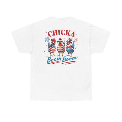 4th of July Graphic Tee Unisex Heavy Cotton Chica Boom Boom Shirt Patriotic American Holiday Top - Toddcraft
