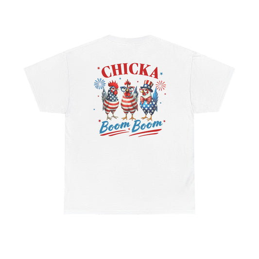 4th of July Graphic Tee Unisex Heavy Cotton Chica Boom Boom Shirt Patriotic American Holiday Top - Toddcraft