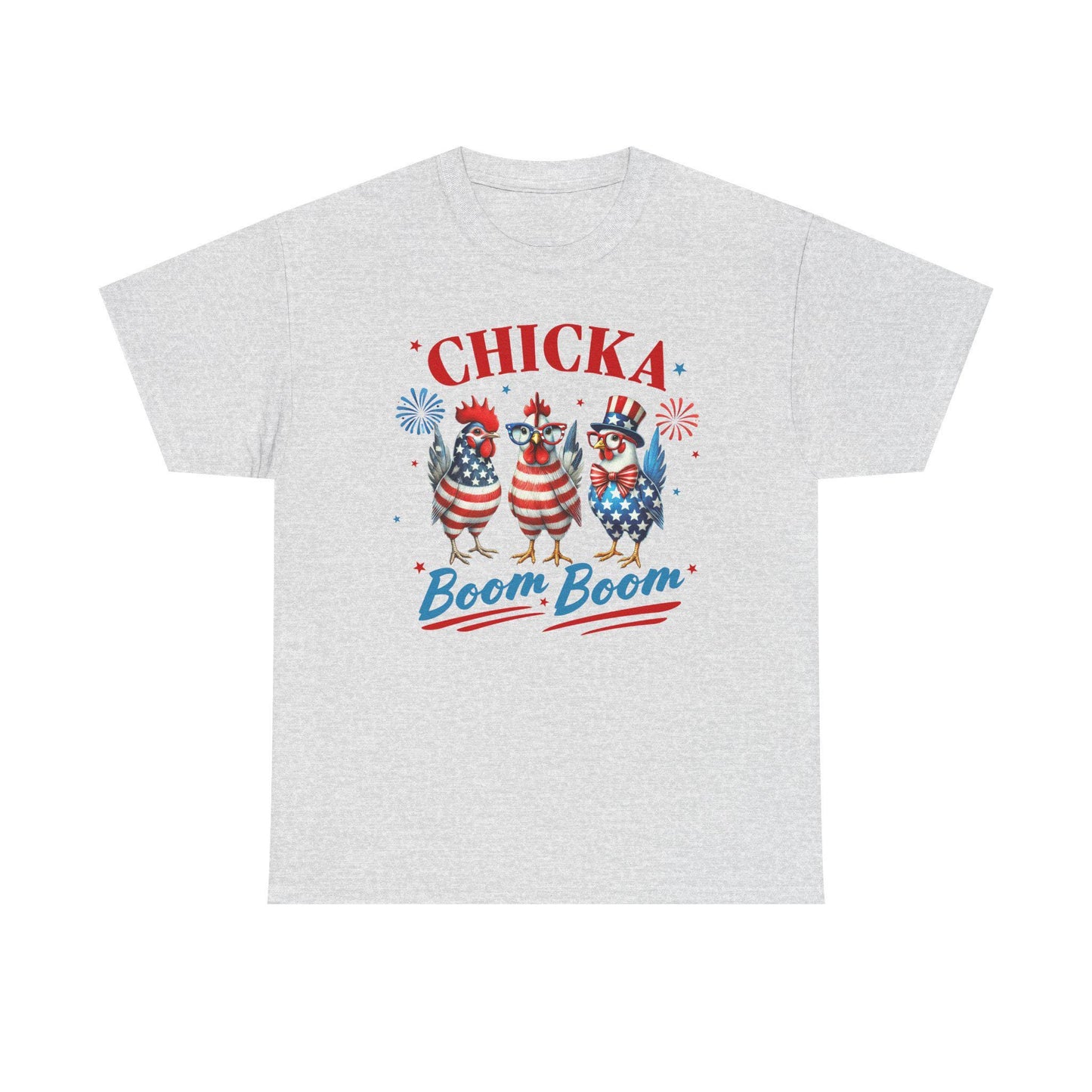 4th of July Graphic Tee Unisex Heavy Cotton Chica Boom Boom Shirt Patriotic American Holiday Top - Toddcraft