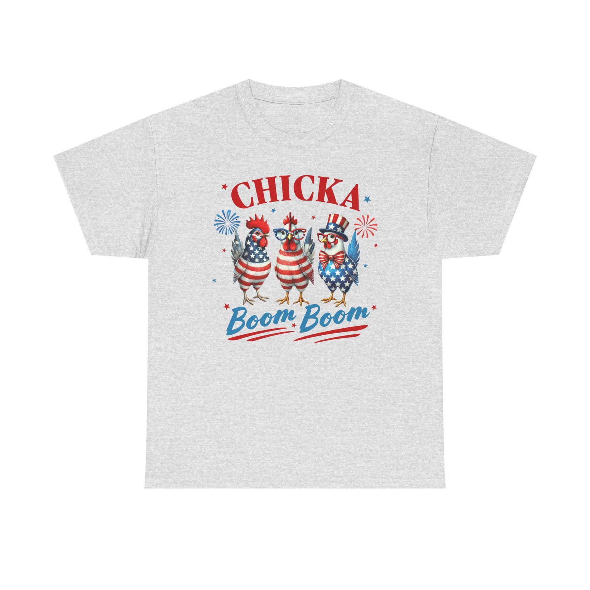 4th of July Graphic Tee Unisex Heavy Cotton Chica Boom Boom Shirt Patriotic American Holiday Top - Toddcraft