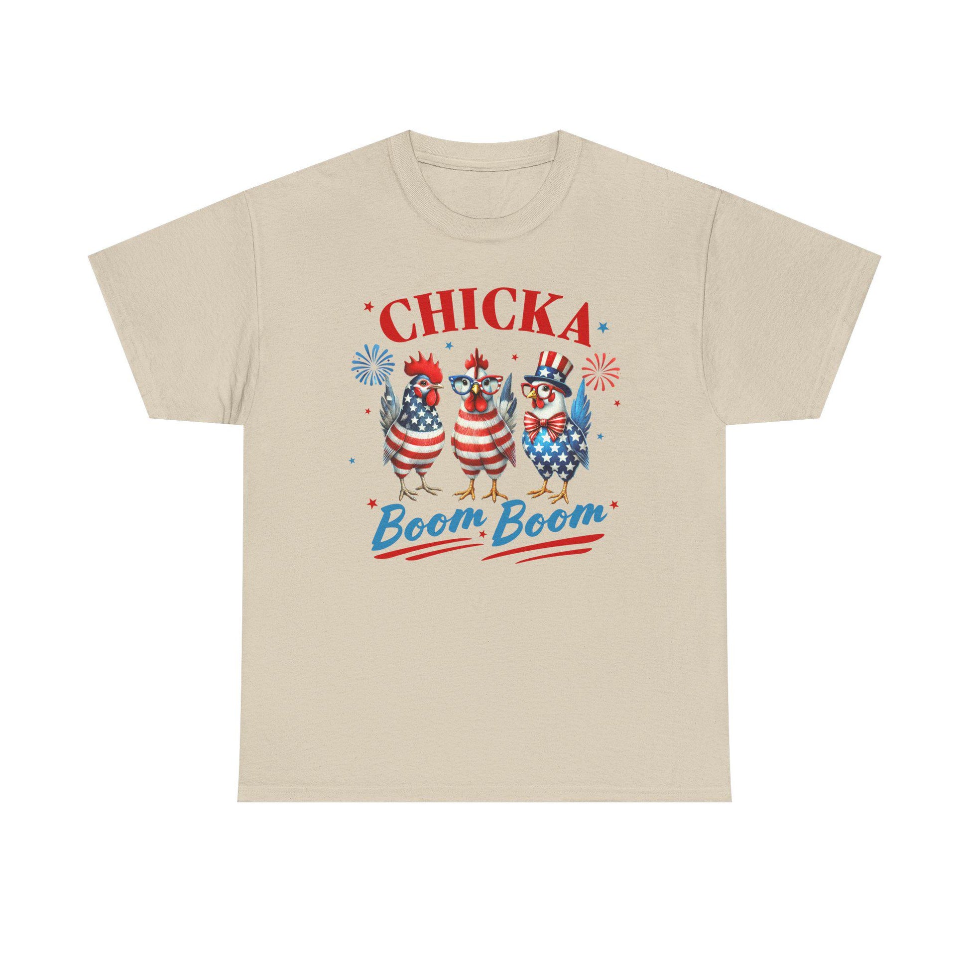 4th of July Graphic Tee Unisex Heavy Cotton Chica Boom Boom Shirt Patriotic American Holiday Top - Toddcraft